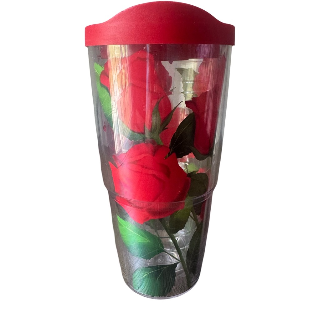 Red Rose Tumbler with Lid
